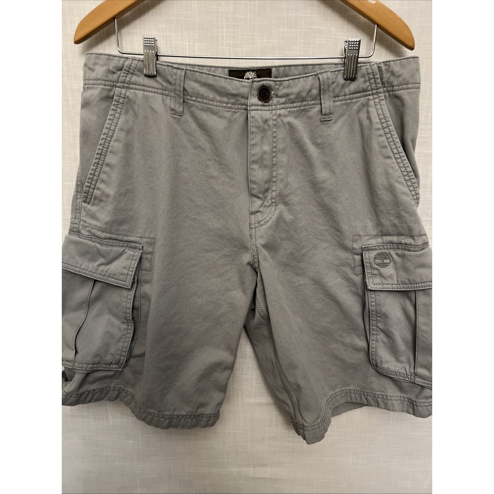 Timberland Men's Cargo Shorts Gray Size 35 Outdoor Hiking Utility 100% Cotton